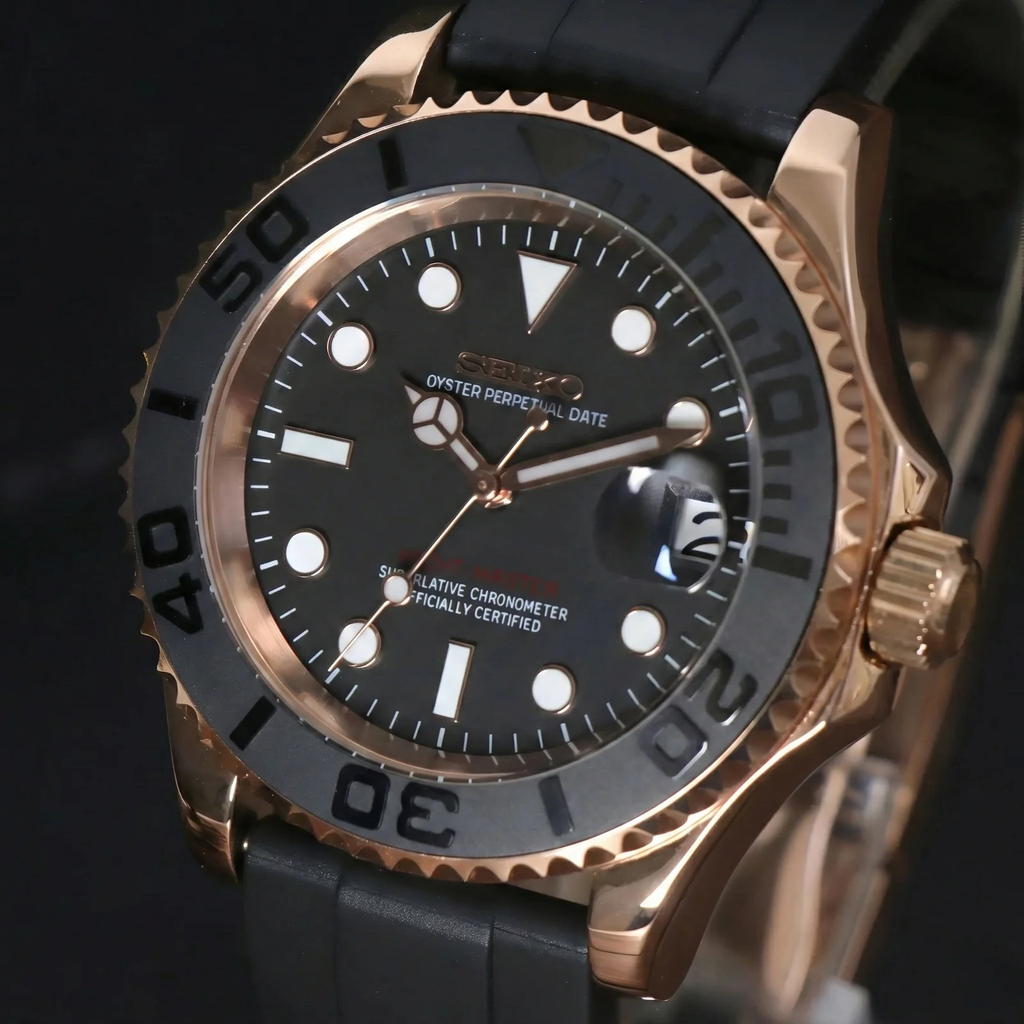 Seikyacht | Rose Gold Black Rubber
