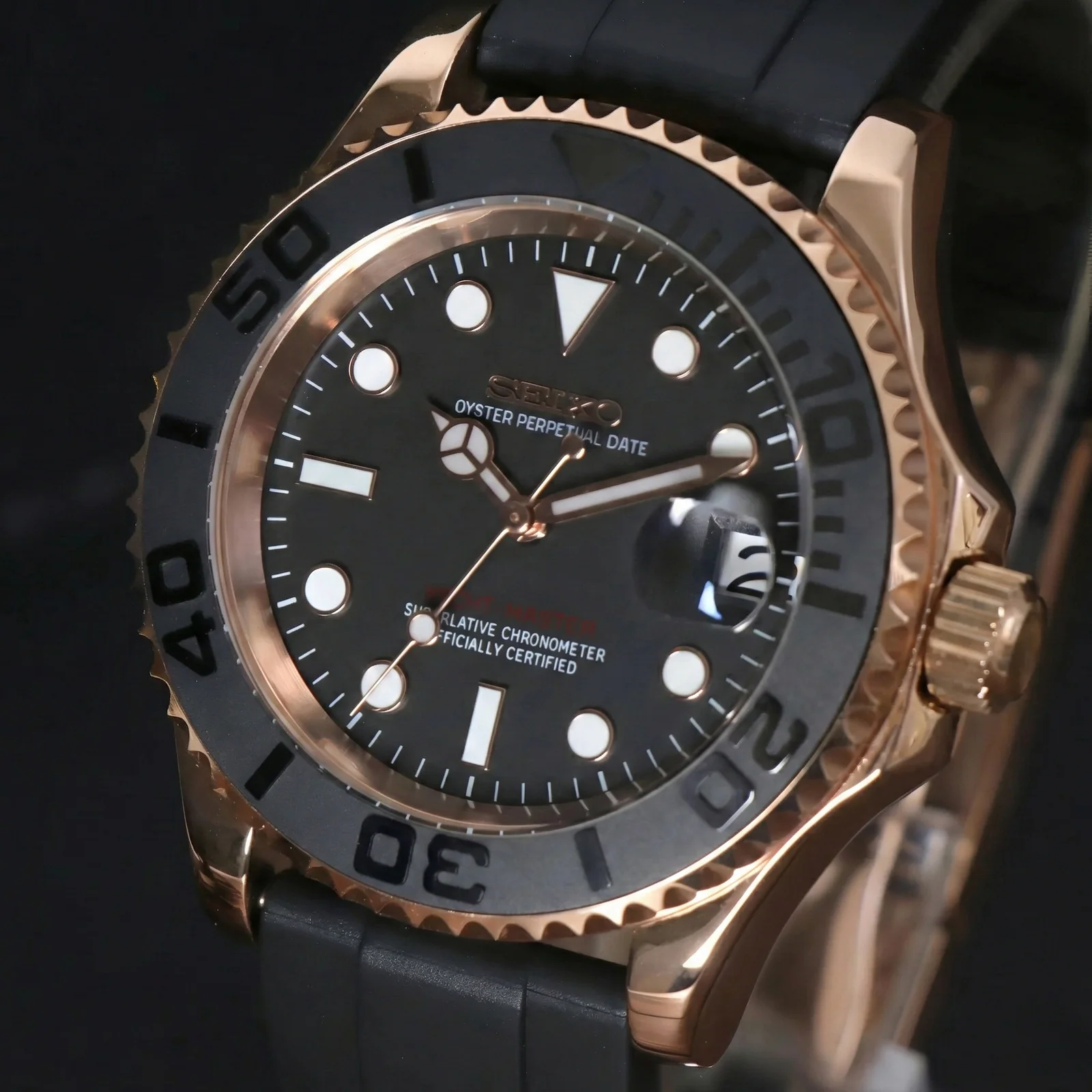 Seikyacht | Rose Gold Black Rubber
