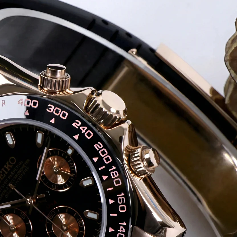 Seitona | Rose Gold Black Rubber