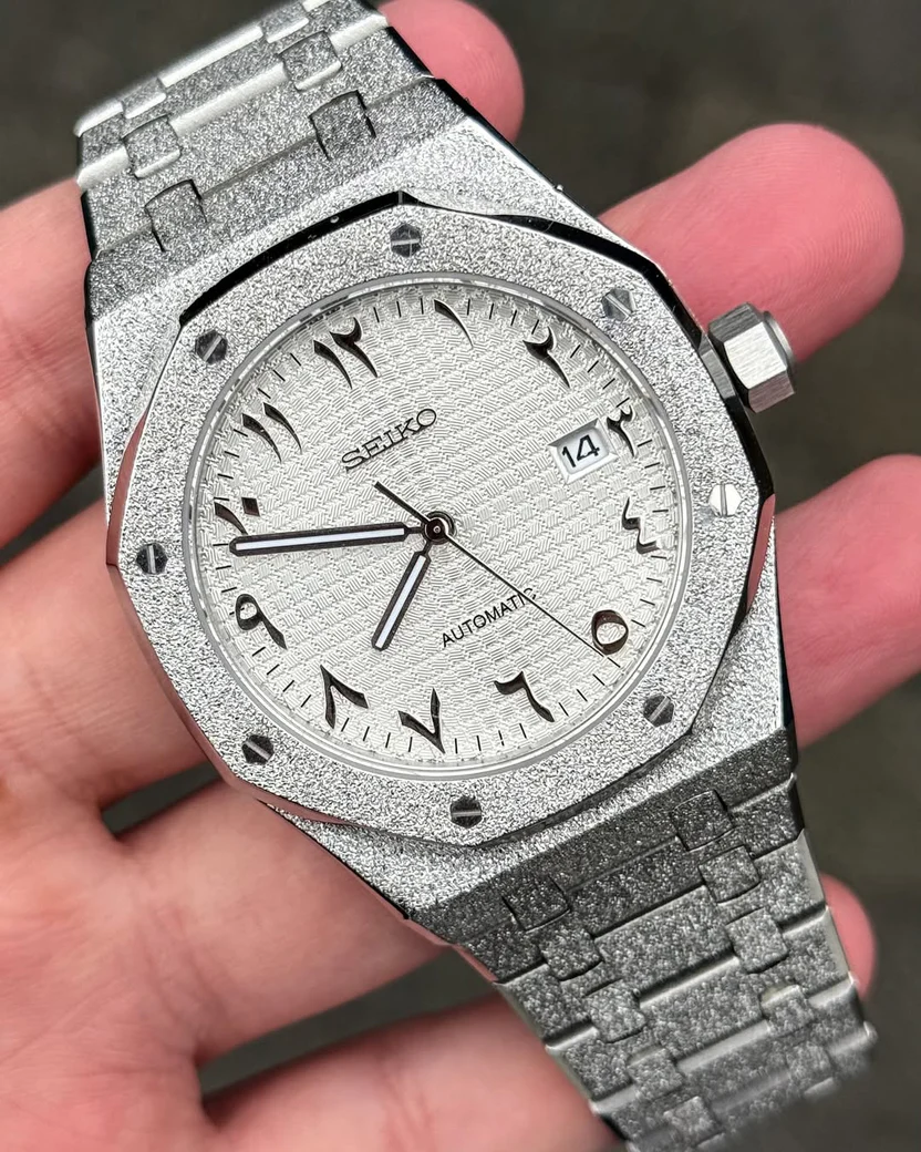 Royal Seikoak | Iced Out Silver Arabic