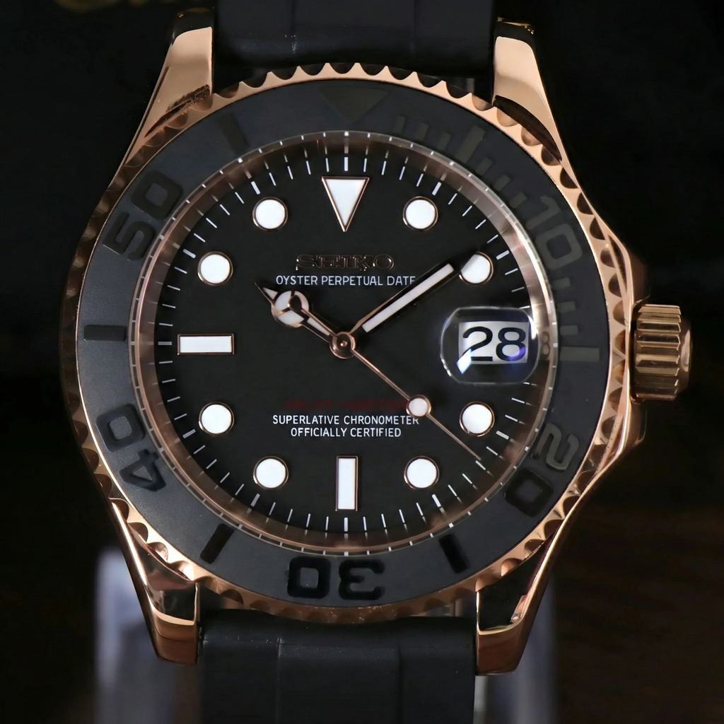 Seikyacht | Rose Gold Black Rubber