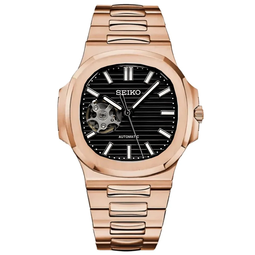 Nautiko | Rose Gold Black Open Heart
