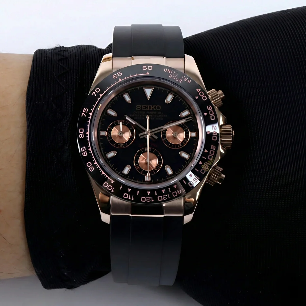 Seitona | Rose Gold Black Rubber