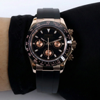 Seitona | Rose Gold Black Rubber